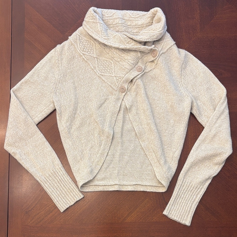 One A Cream Cowl Neck Sweater